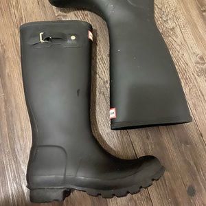 Tall Black Rubber Hunter Rain Boots